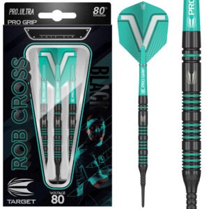 rob cross 80 black, verpakking, detail barrel, detail dartpijl