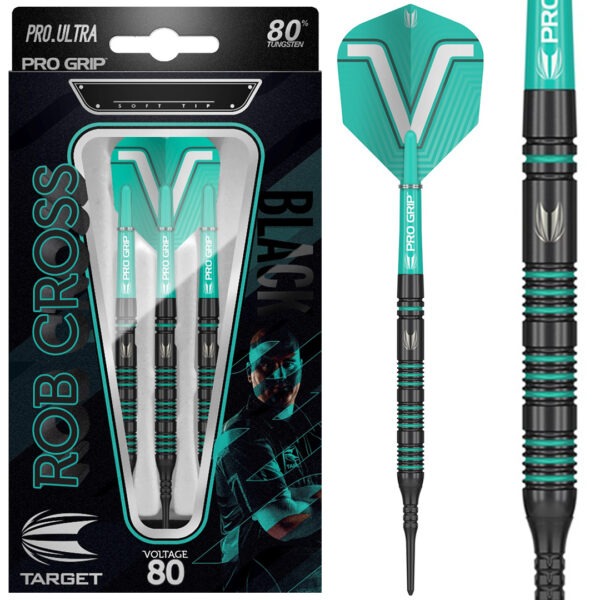 rob cross 80 black, verpakking, detail barrel, detail dartpijl